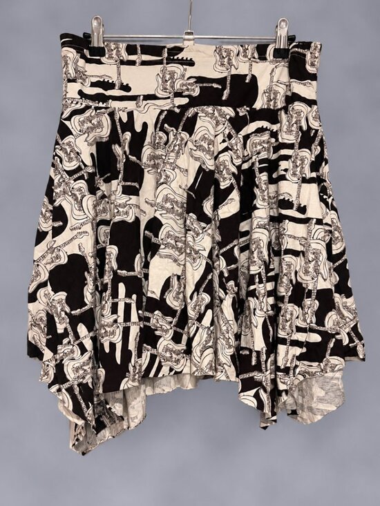 Ben Sherman Dresses & Skirts - Ben Sherman Guitar Print Handkerchief Hem Skirt Brown White XS